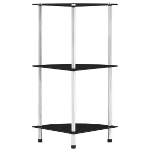 Berkfield 3-Tier Shelf Black 30x30x67 cm Tempered Glass