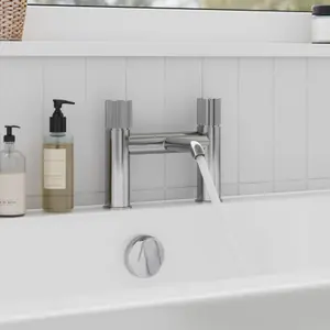 GoodHome Levanna Gloss Chrome effect Deck-mounted Manual Double Bath Filler Tap