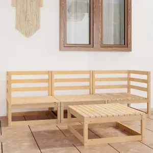 4 Piece Garden Lounge Set Solid Wood Pine