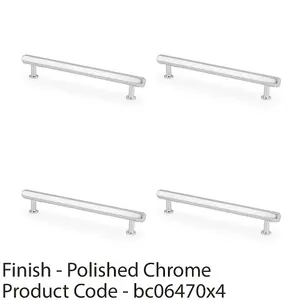 4 PACK - Industrial Hex T Bar Pull Handle - Polished Chrome 128mm Centres Kitchen Cabinet