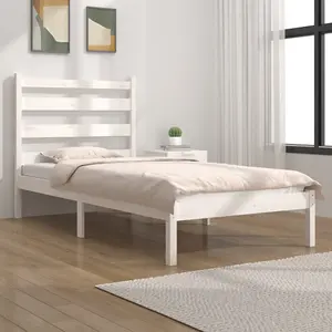 Berkfield Bed Frame White Solid Wood Pine 100x200 cm