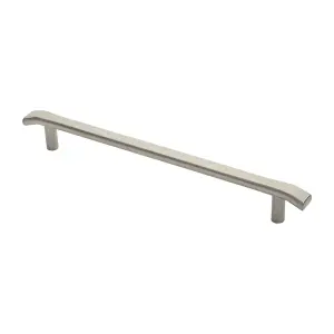 2x Flat Bar Pull Handle with Chamfered Edges 400mm Fixing Centres Satin Steel