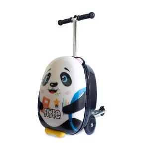 Flyte Scooter Suitcase Folding Kids Luggage - Penni the Panda, Hardshell, Ride On with Wheels, 2-in-1, 18 Inch, 25 Litre Capacity