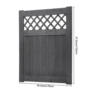 Outdoor Grey Rhombus Garden Wooden Gate Fence Door 120cm H