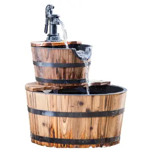 Certikin Heissner 2-Tier Wooden Barrel Water Feature with Hand Pump 016591-00