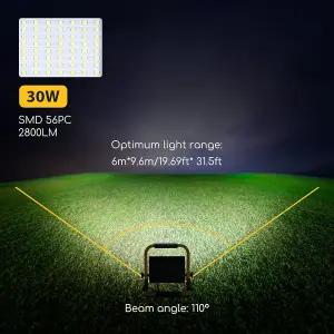 European Standard Plug - 30W LED Work Light 2800LM Portable Super Bright Loft Light