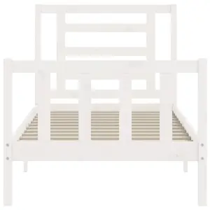 Berkfield Bed Frame with Headboard White Single Solid Wood