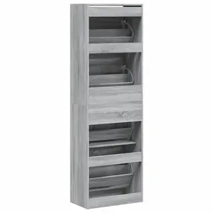 Berkfield Shoe Cabinet with 4 Flip-Drawers Grey Sonoma 60x34x187.5 cm