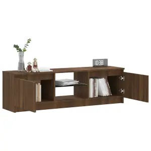 Berkfield TV Cabinet with LED Lights Brown Oak 120x30x35.5 cm