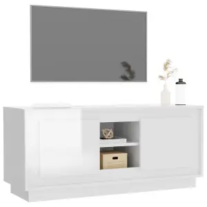 Berkfield TV Cabinet High Gloss White 102x35x45 cm Engineered Wood