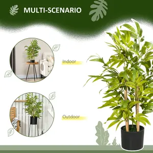 HOMCOM Potted Artificial Plants Bamboo Tree for Desk Indoor Outdoor, 60cm