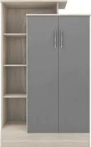 Nevada Petite Open Shelf Wardrobe Grey Gloss and Oak Effect