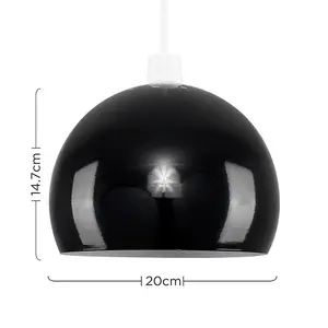 ValueLights Arco Gloss Black Ceiling Pendant Shade and B22 GLS LED 10W Warm White 3000K Bulb