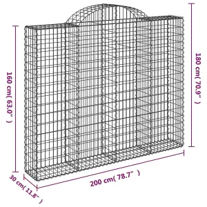 Berkfield Arched Gabion Basket 200x30x160/180 cm Galvanised Iron