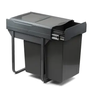 400mm Dark Grey Base Mounted Cabinet Bin 2 x 28L