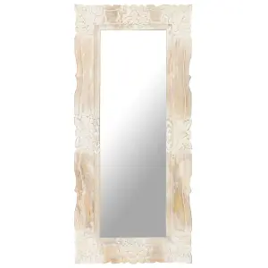 Berkfield Mirror White 110x50 cm Solid Mango Wood