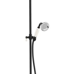 Kingham Traditional Matt Black Overhead Shower & Riser Kit