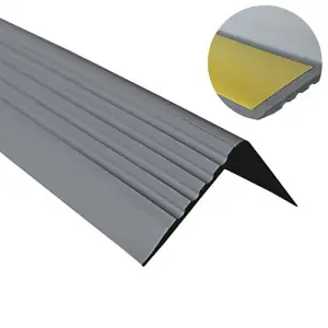 Self-adhesive stair anti slip nosing rubber angle step edge PVC RGP 90cm dark gray