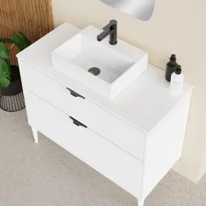 Banyetti Noir Krafter 1000mm Wall Hung Vanity Unit - Matt White