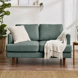 Furniturebox UK Fabric Sofa - 'Fleur' 2 Seater Upholstered Green Sofa - 100% Eco Recycled Fabric - Modern Living Room Furniture