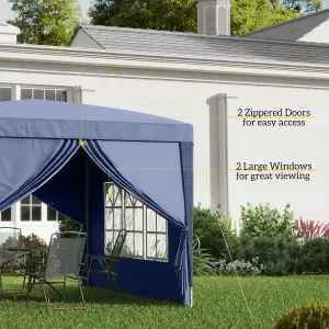 Outsunny 3mx3m Pop Up Gazebo Party Tent Canopy Marquee with Storage Bag Blue