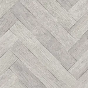 Grey Herringbone Wood Effect Vinyl Flooring For LivingRoom, Kitchen, 2.8mm Cushion Backed Vinyl Sheet -9m(29'5") X 2m(6'6")-18m²