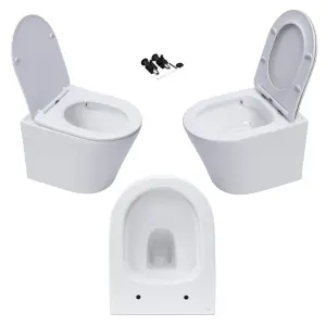 Gloss White Hidden Fixation Rimless Wall Hung Toilet Pan & GROHE 1.13m Concealed WC Cistern Frame