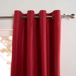 Kids Blackout Eyelet Curtains Thermal Pair of Ring Top Panels, Red - 66X54"