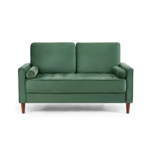 Edward Velvet Sofa 2 Seater Luxury Velvet Sofa Couch Settee Bolster Cushions, Green