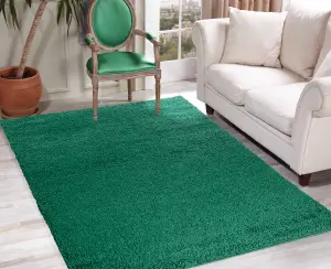 Serdim Rugs Plain Living Room Shaggy Area Rugs Emerald 120x170 cm