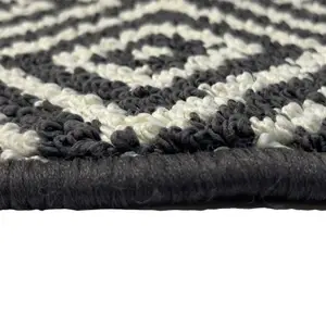 Mighty Mats® Dark Grey & White Geo Soft Loop Door mat, 75cm x 50cm