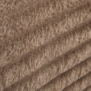 Faux Fur Ribbed Fleece Duvet Cover Bedding Set, Mink - King