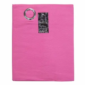 Homescapes Cotton Plain Hot Pink Ready Made Eyelet Curtain Pair, 117 x 137 cm