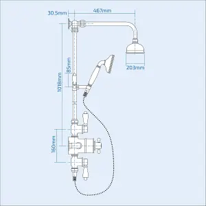 Nes Home Traditional Victorian Thermostatic Shower Valve With Brass Slider Rail