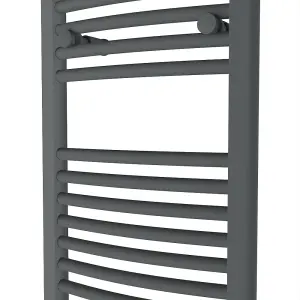 Rinse Curved Bathroom Heated Towel Rail Warmer Radiator Central Heating Anthracite - 700x400mm