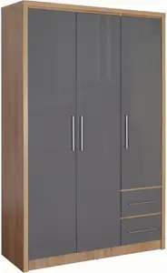 Louisa 3 Door Wardrobe Zipcode Design Finish: Grey