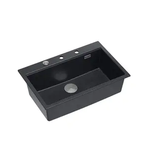 Quadron Marc 110 Kitchen Workstation Sink, Black GraniteQ material