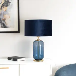 Anacristina Glass Table Lamp Blue / Navy Blue