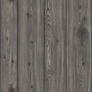 Erismann Wood Effect Wallpaper Wooden Planks Boards Realistic Textured Dark Grey