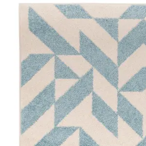 Blue Abstract Funky Modern Easy to Clean Geometric Rug For DiningRoom-160cm X 230cm