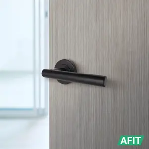 AFIT Matt Black Bathroom Door Handle Set - Pack of 2 - Turn & Release, Lock & Hinges (76mm) Olvera Range