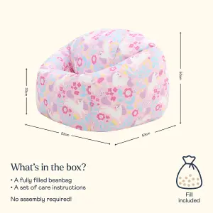 Veeva Kids Unicorn Bean Bag Chair Purple Childrens Bean Bags