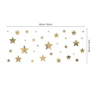 Gold Stars Mirror Art - 34pcs Mirror Stickers Nursery Home Decoration Gift Ideas 34 pieces