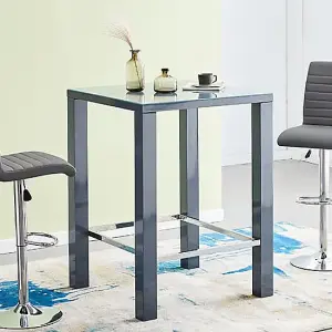 Jam Square Glass Grey Gloss Bar Table 4 Ripple Grey Stools