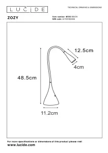 Lucide Zozy Modern Desk Lamp - LED Dim. - 1x4W 3000K - White