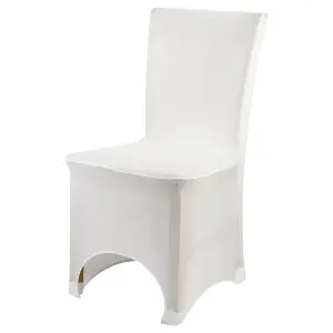 Polyester Spandex Chair Cover for Wedding Decoration - White, Pack of 1