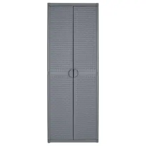 Berkfield Garden Storage Cabinet Grey 65x45x172 cm PP Rattan