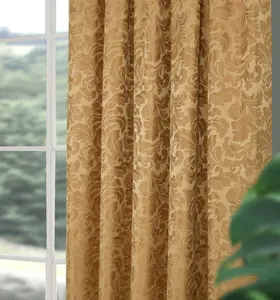 Home Curtains Buckingham Damask Fully Lined 45w x 72d" (114x183cm) Gold Pencil Pleat Curtains (PAIR)