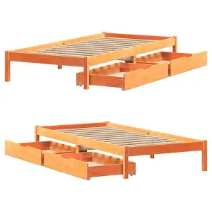 Berkfield Bed Frame without Mattress Wax Brown 90x190 cm Single Solid Wood Pine