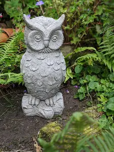 Large Stone Cast Owl Garden Ornament